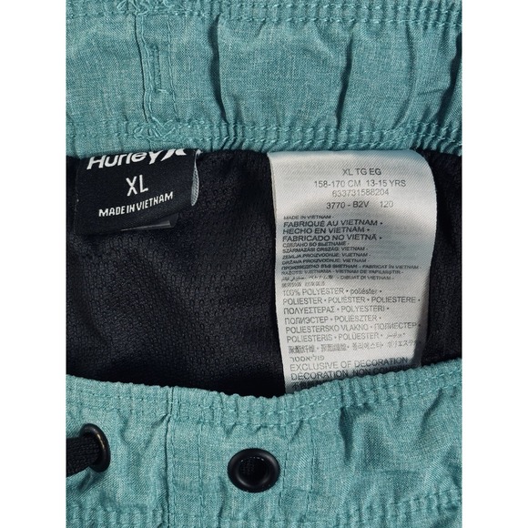Hurley Swim Trunks Men's Size XL Turquoise Beach Inner Lined Spell Out Logo - Picture 3 of 6